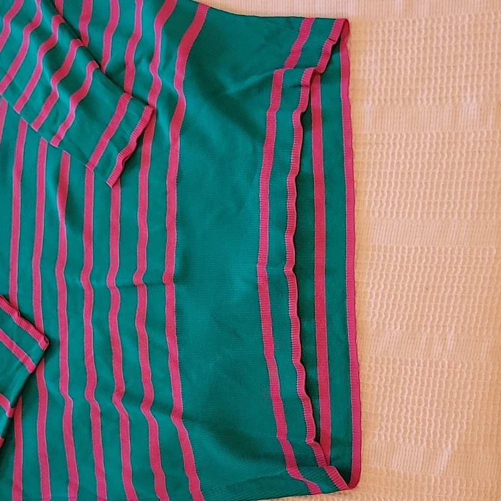 Classic Striped Crewneck Sweater - Green & Pink - Picture 5 of 9